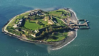 photo is an aerial view of Fort Warren on George's Island
